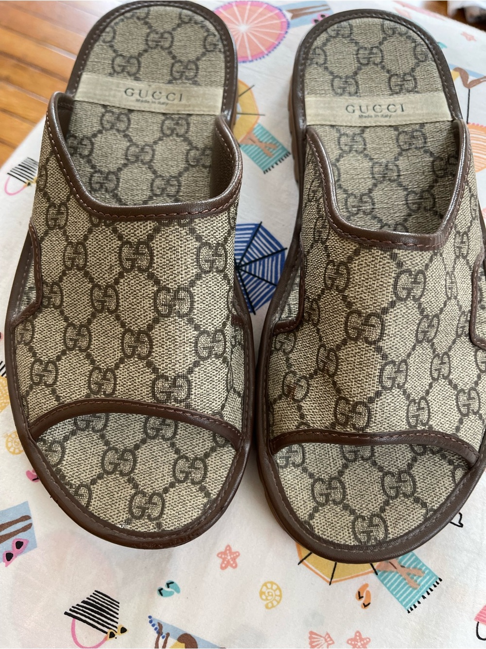 Gucci Brown GG Canvas Slide Sandals